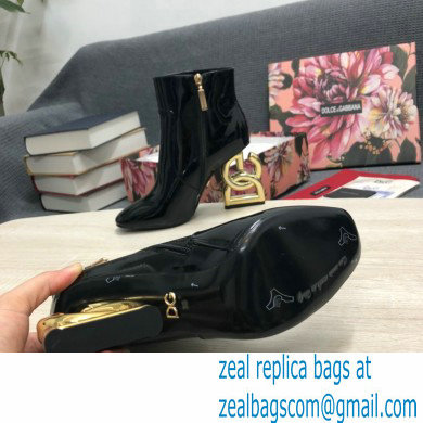 Dolce  &  Gabbana Heel 10.5cm ankle boots with DG Pop heel Patent Black 2022